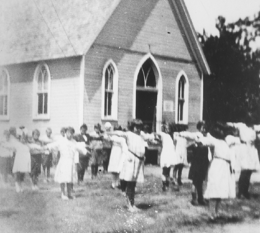 Students performing calisthenics at the BCH